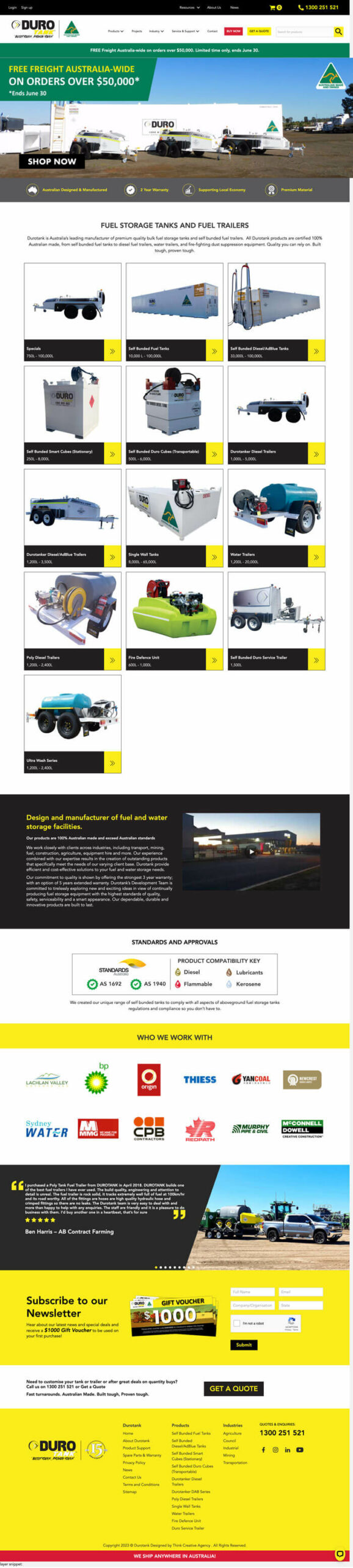 Durotank Web Design Homepage