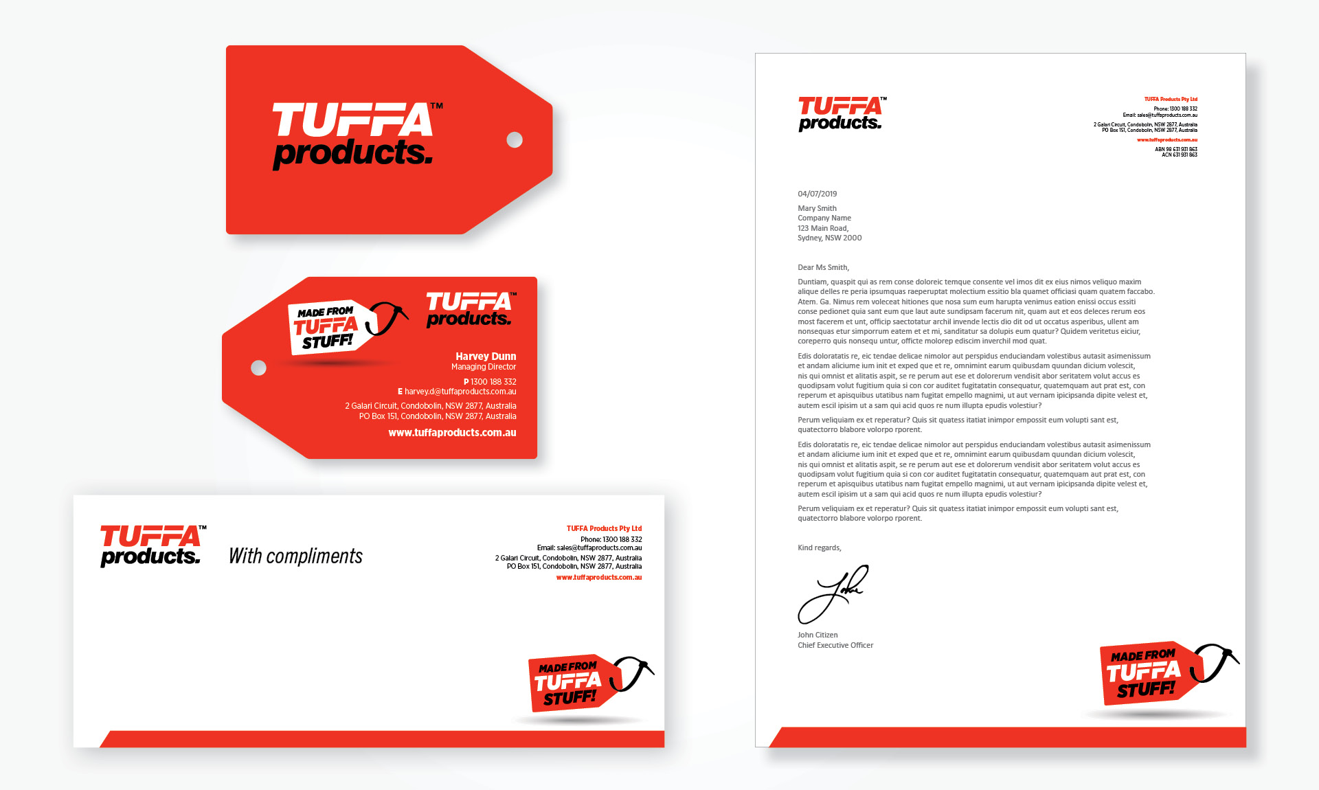Tuffa Products Stationery Development by Think Creative