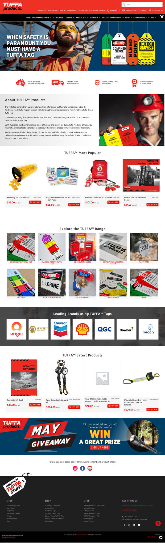 Tuffa Products Web Design Homepage
